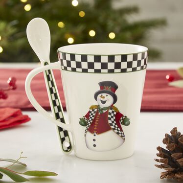 Christmas Tree Black and White Mug Set
